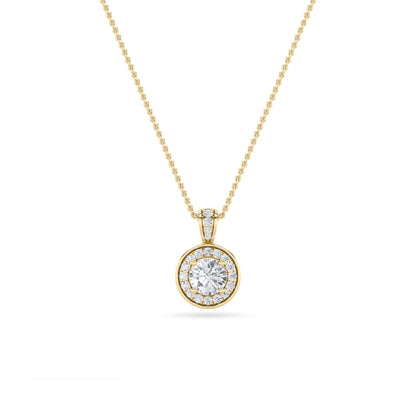 0.75CTW Oval Lab-Grown Diamond Prong Halo Pendant 37 Stones