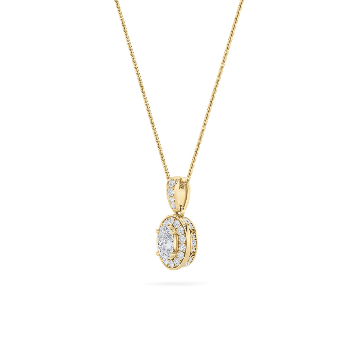 0.75CTW Oval Lab-Grown Diamond Prong Halo Pendant 37 Stones