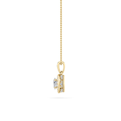 0.75CTW Oval Lab-Grown Diamond Prong Halo Pendant 37 Stones