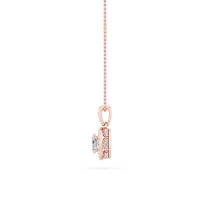 0.75CTW Oval Lab-Grown Diamond Prong Halo Pendant 37 Stones