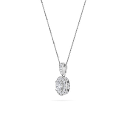 1.3CTW Oval Lab-Grown Diamond Prong Halo Pendant 41 Stones