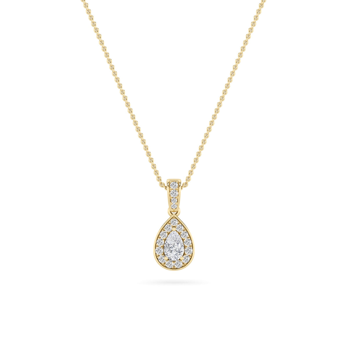 0.75CTW Pear Lab-Grown Diamond Prong Halo Pendant 36 Stones