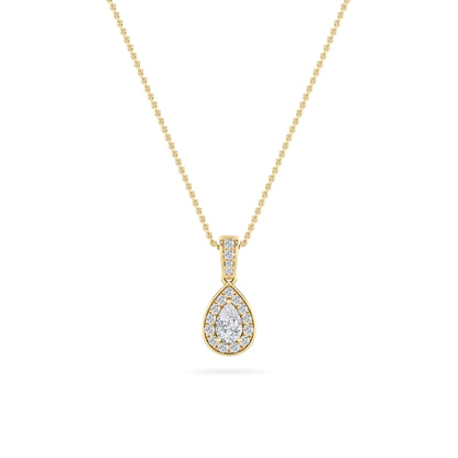 0.75CTW Pear Lab-Grown Diamond Prong Halo Pendant 36 Stones