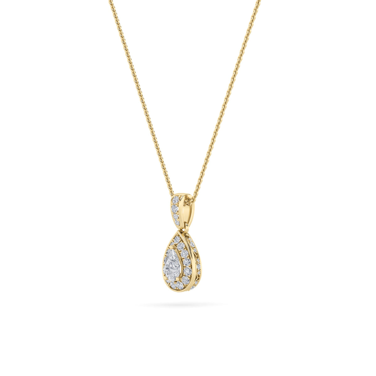0.75CTW Pear Lab-Grown Diamond Prong Halo Pendant 36 Stones