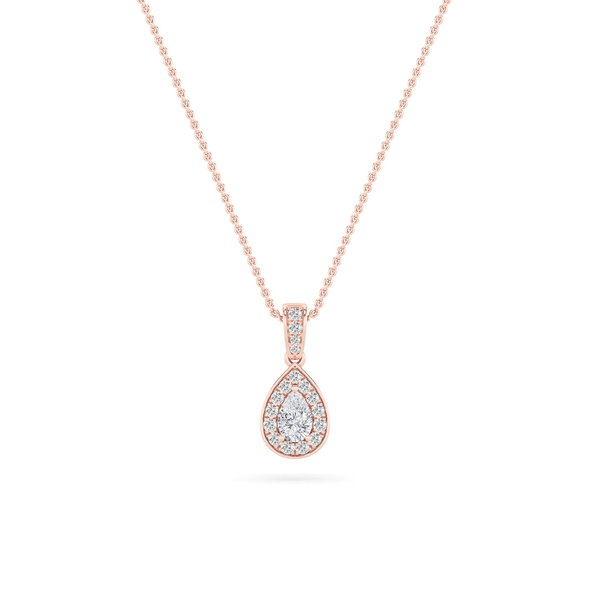 0.75CTW Pear Lab-Grown Diamond Prong Halo Pendant 36 Stones