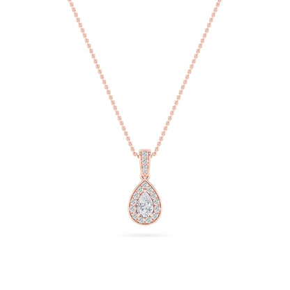 0.75CTW Pear Lab-Grown Diamond Prong Halo Pendant 36 Stones