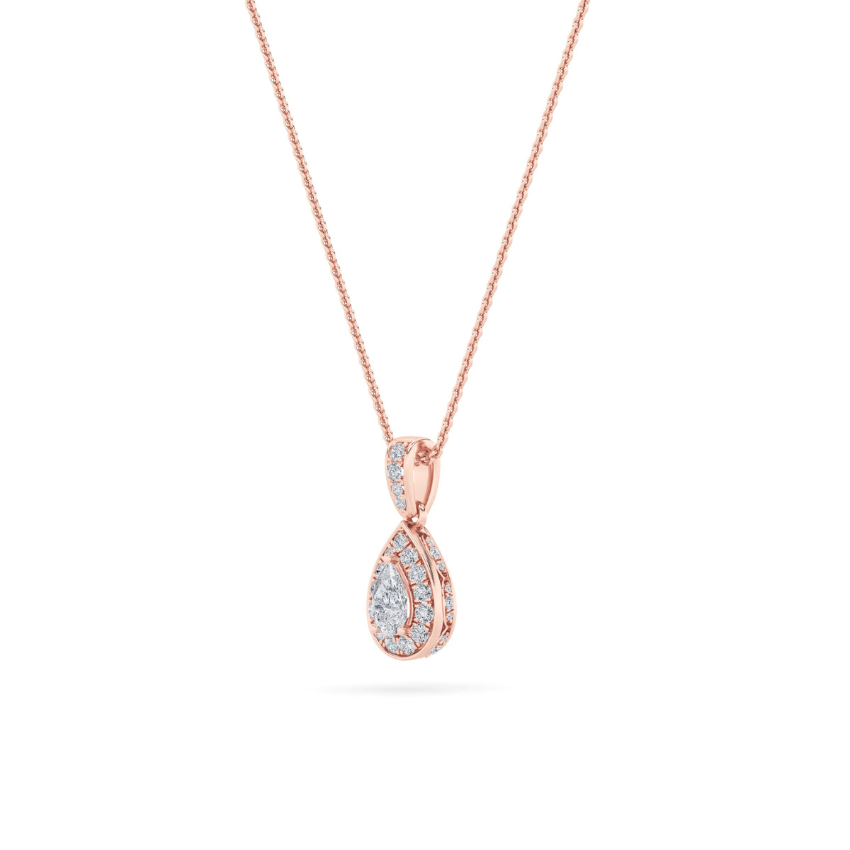 0.75CTW Pear Lab-Grown Diamond Prong Halo Pendant 36 Stones
