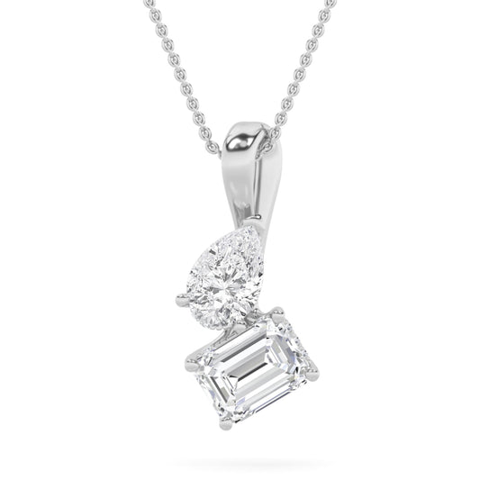 3CTW Radiant Lab-Grown Diamond Prong Toi et Moi Fashion Pendant 26 Stones