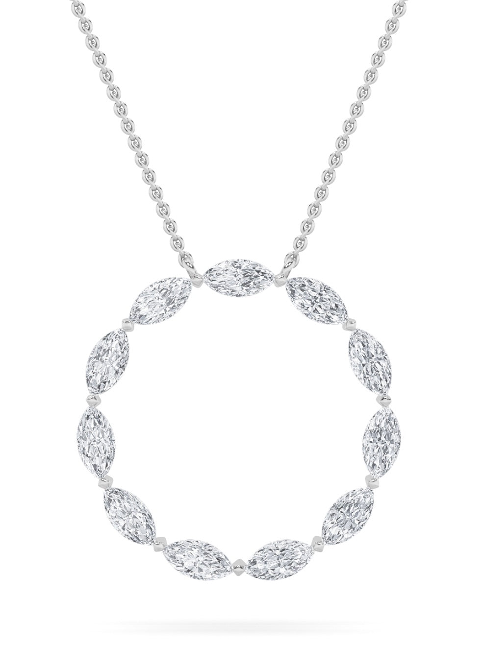 2.25CTW Marquise Lab-Grown Diamond Prong Circle Necklace 11 Stones