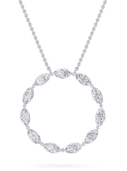 2.25CTW Marquise Lab-Grown Diamond Prong Circle Necklace 11 Stones