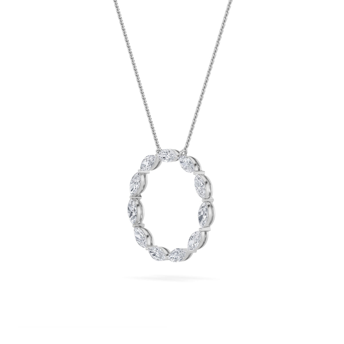 2.25CTW Marquise Lab-Grown Diamond Prong Circle Necklace 11 Stones