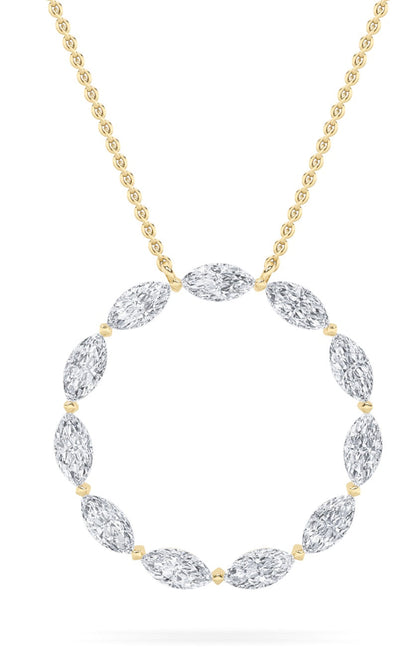 2.25CTW Marquise Lab-Grown Diamond Prong Circle Necklace 11 Stones