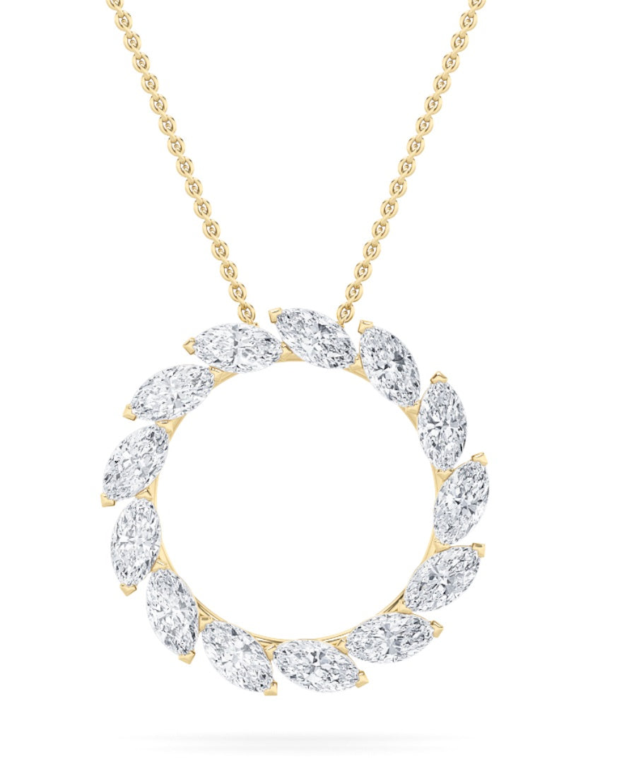 2CTW Marquise Lab-Grown Diamond Prong Circle Necklace 13 Stones