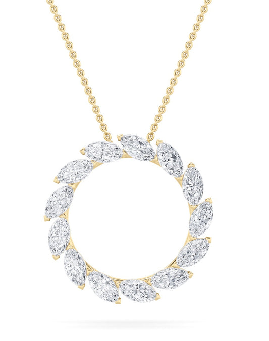 2CTW Marquise Lab-Grown Diamond Prong Circle Necklace 13 Stones