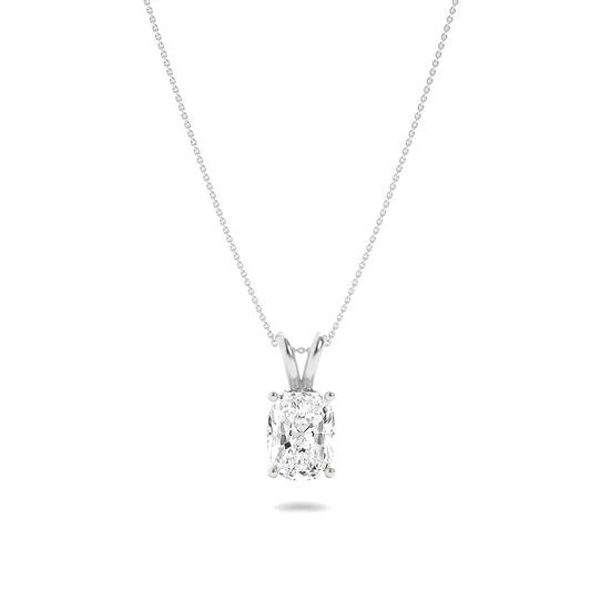 2CTW Elongated Cushion Lab-Grown Diamond Prong Split Bale Solitaire Pendant 1 Stone