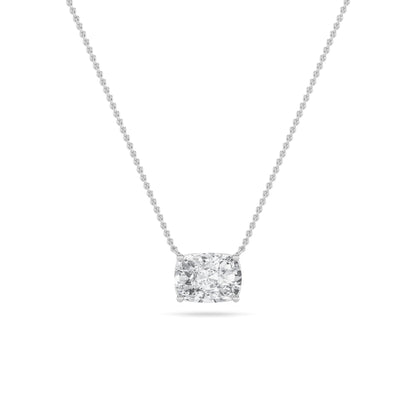1CTW Elongated Cushion Lab-Grown Diamond Prong East West Solitaire Necklace 1 Stone