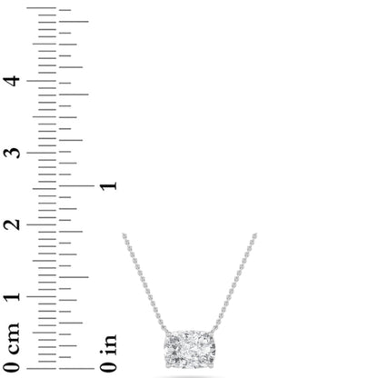 1CTW Elongated Cushion Lab-Grown Diamond Prong East West Solitaire Necklace 1 Stone