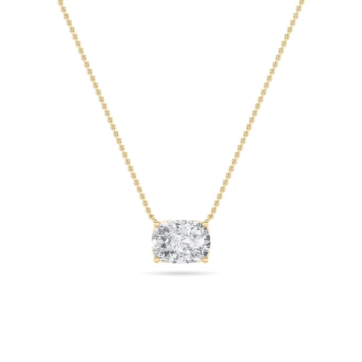 1CTW Elongated Cushion Lab-Grown Diamond Prong East West Solitaire Necklace 1 Stone