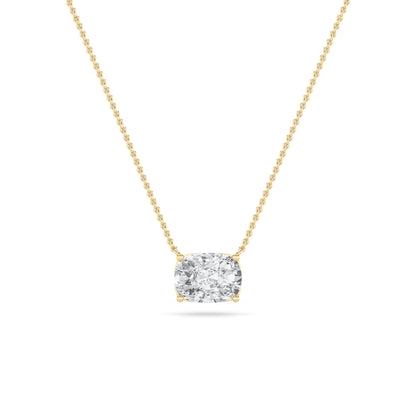 1CTW Elongated Cushion Lab-Grown Diamond Prong East West Solitaire Necklace 1 Stone