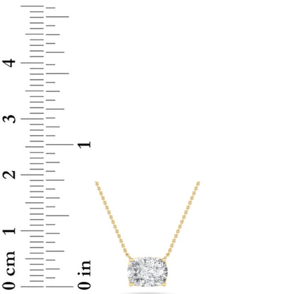 1CTW Elongated Cushion Lab-Grown Diamond Prong East West Solitaire Necklace 1 Stone
