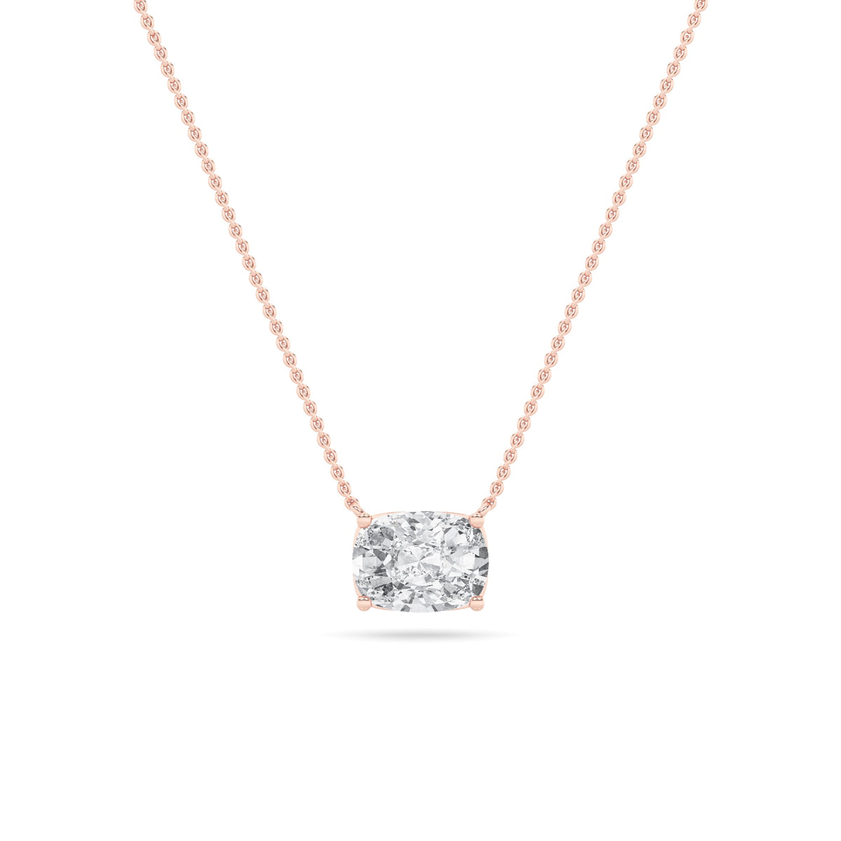 1CTW Elongated Cushion Lab-Grown Diamond Prong East West Solitaire Necklace 1 Stone