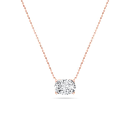 1CTW Elongated Cushion Lab-Grown Diamond Prong East West Solitaire Necklace 1 Stone