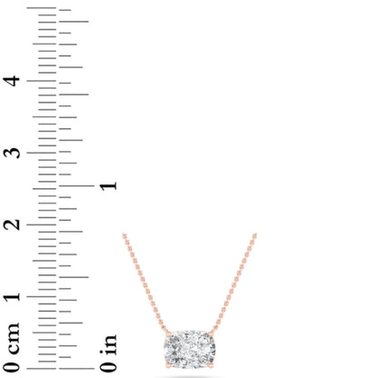 1CTW Elongated Cushion Lab-Grown Diamond Prong East West Solitaire Necklace 1 Stone