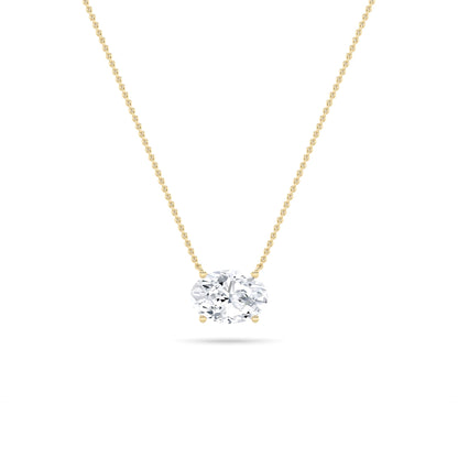 1CTW Oval Lab-Grown Diamond Prong East West Solitaire Necklace 1 Stone