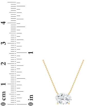 1CTW Oval Lab-Grown Diamond Prong East West Solitaire Necklace 1 Stone