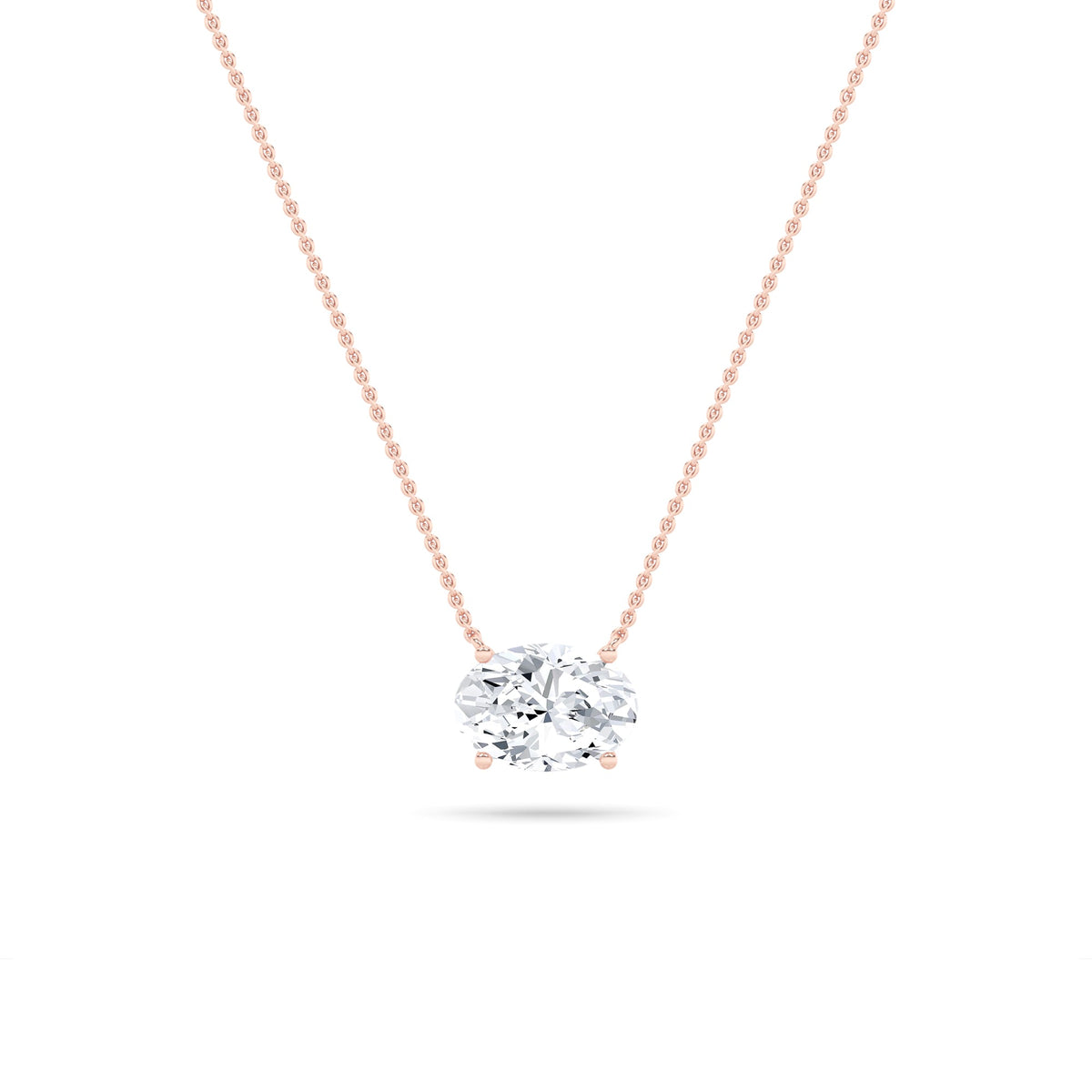 1CTW Oval Lab-Grown Diamond Prong East West Solitaire Necklace 1 Stone