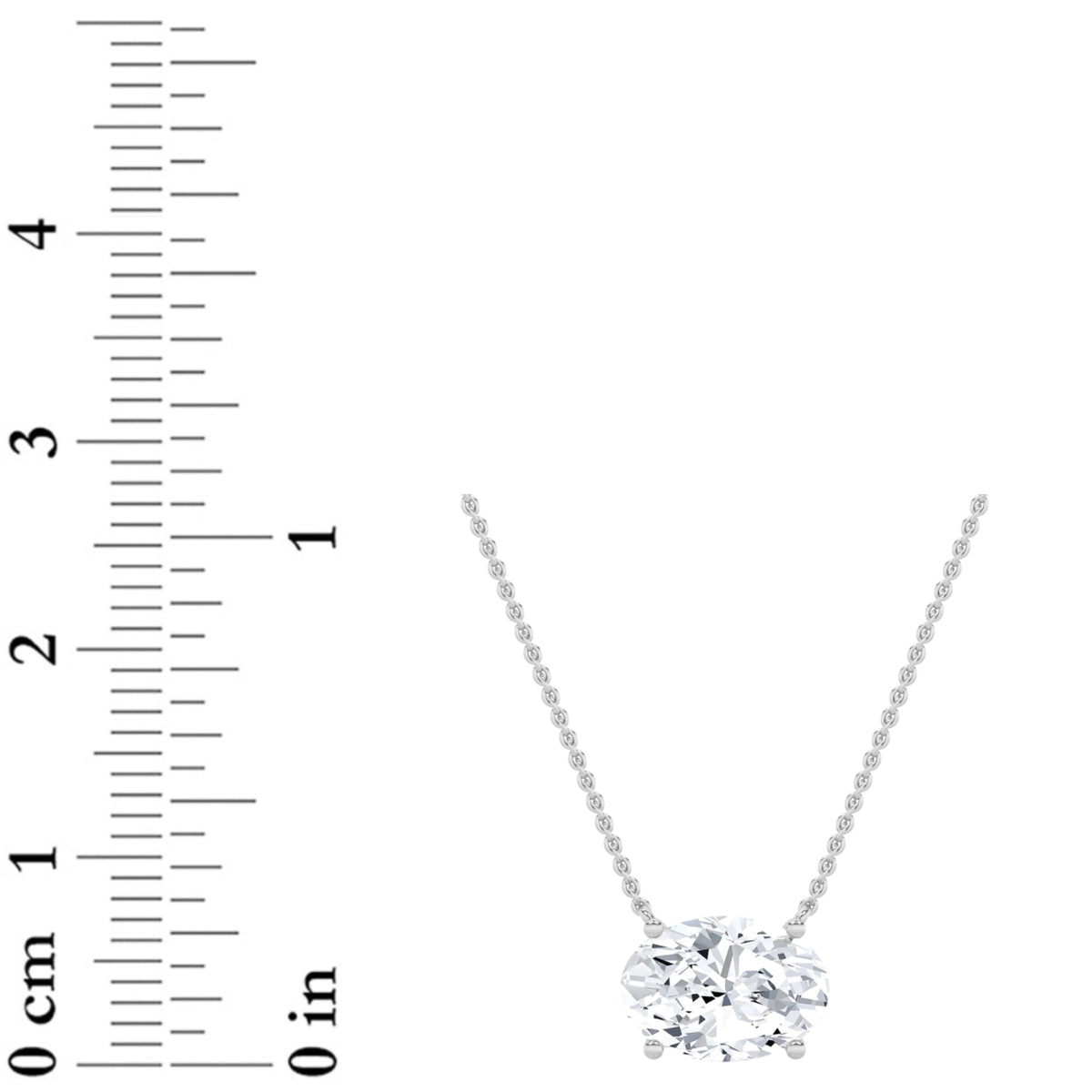 2CTW Oval Lab-Grown Diamond Prong East West Solitaire Necklace 1 Stone