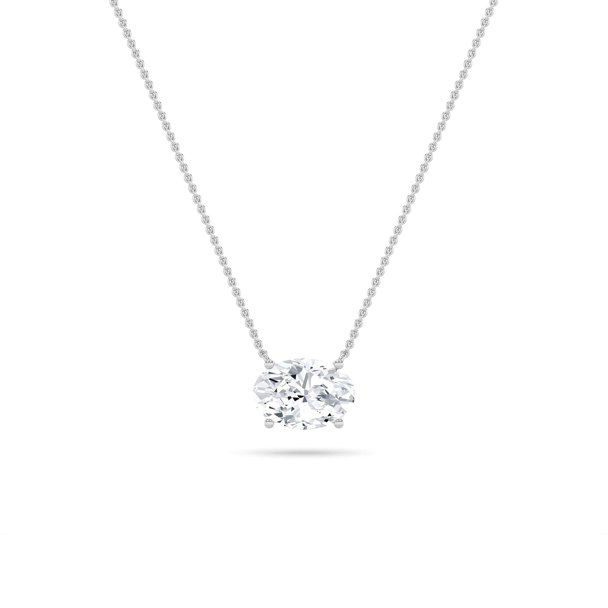 3CTW Oval Lab-Grown Diamond Prong East West Solitaire Necklace 1 Stone