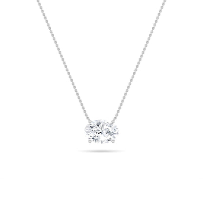 3CTW Oval Lab-Grown Diamond Prong East West Solitaire Necklace 1 Stone