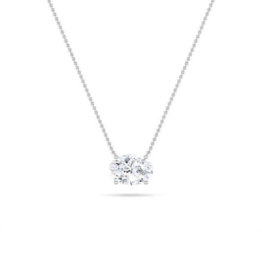 3CTW Oval Lab-Grown Diamond Prong East West Solitaire Necklace 1 Stone