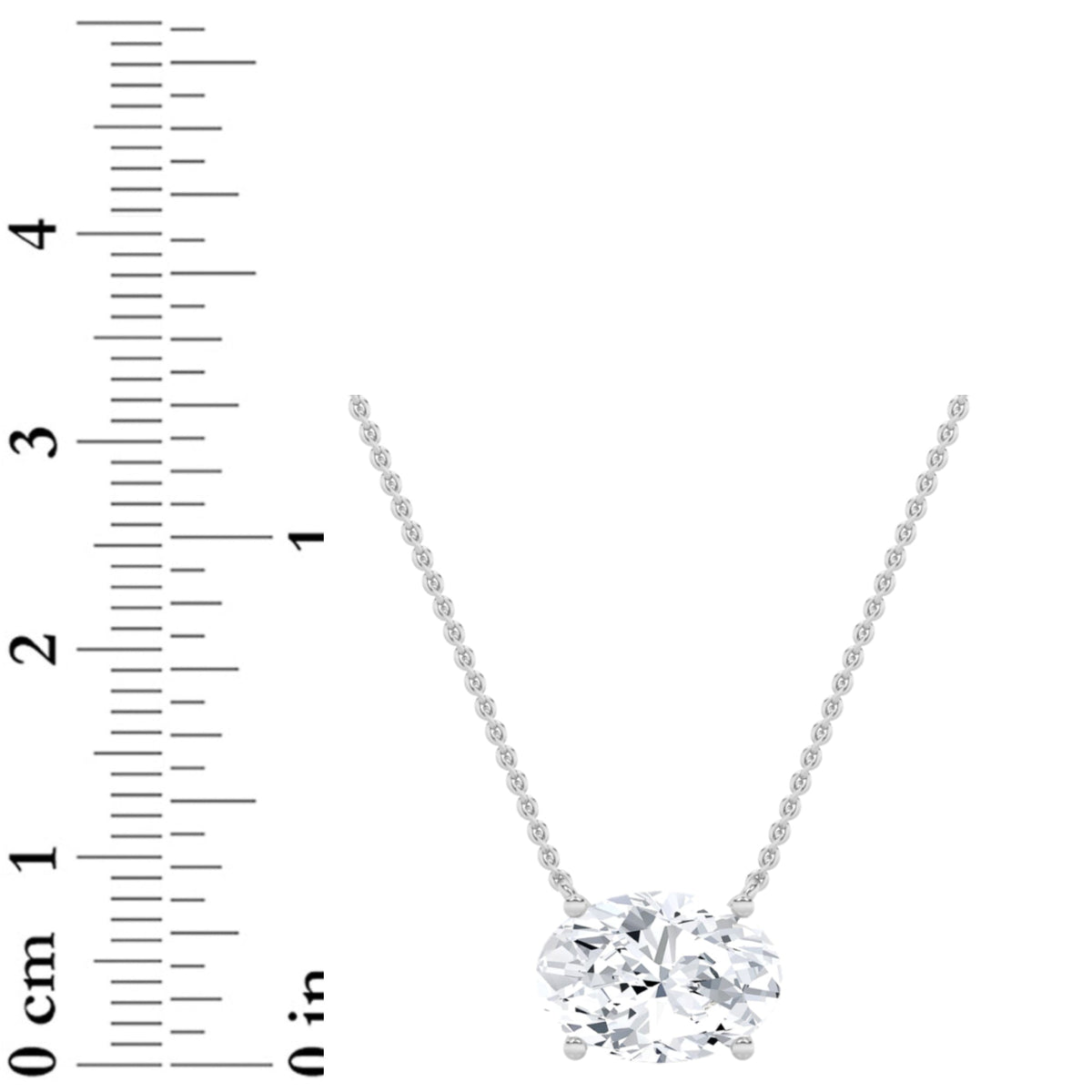 3CTW Oval Lab-Grown Diamond Prong East West Solitaire Necklace 1 Stone