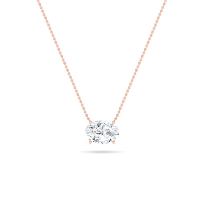 3CTW Oval Lab-Grown Diamond Prong East West Solitaire Necklace 1 Stone