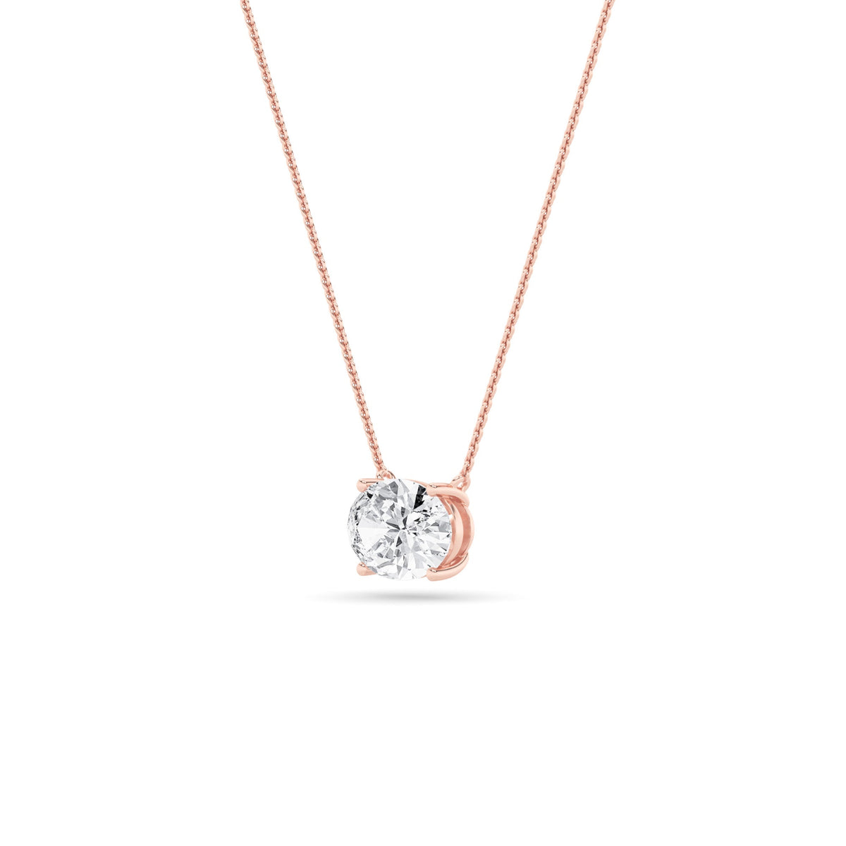 3CTW Oval Lab-Grown Diamond Prong East West Solitaire Necklace 1 Stone