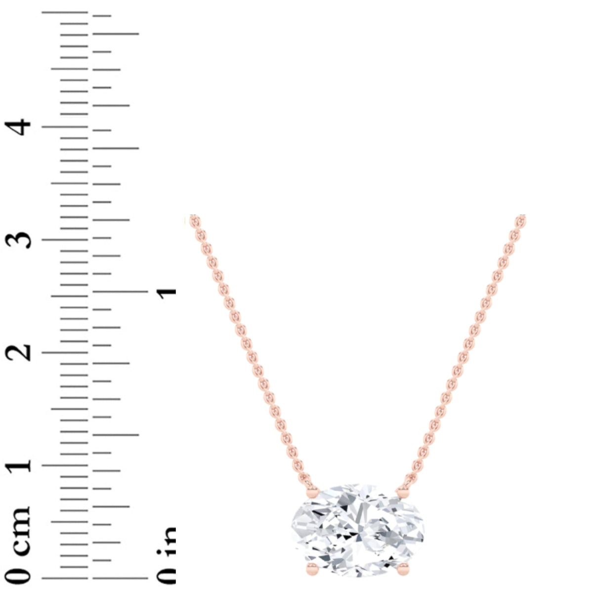 3CTW Oval Lab-Grown Diamond Prong East West Solitaire Necklace 1 Stone