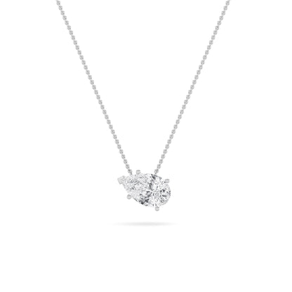 1CTW Pear Lab-Grown Diamond Prong East West Solitaire Necklace 1 Stone