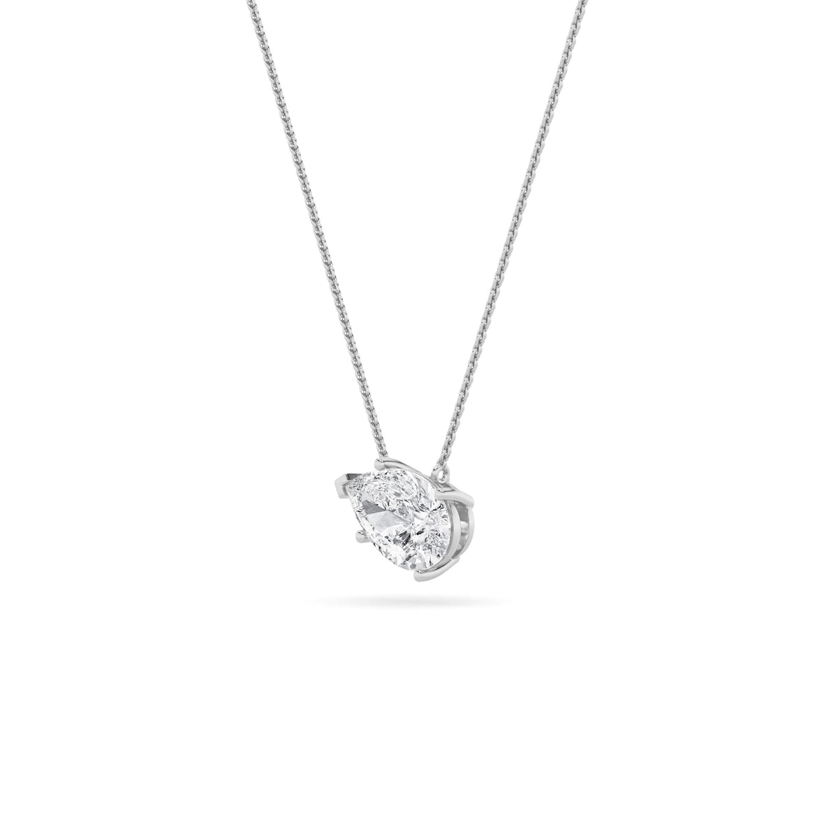 1CTW Pear Lab-Grown Diamond Prong East West Solitaire Necklace 1 Stone