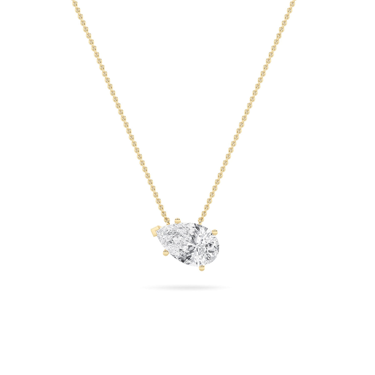 1CTW Pear Lab-Grown Diamond Prong East West Solitaire Necklace 1 Stone