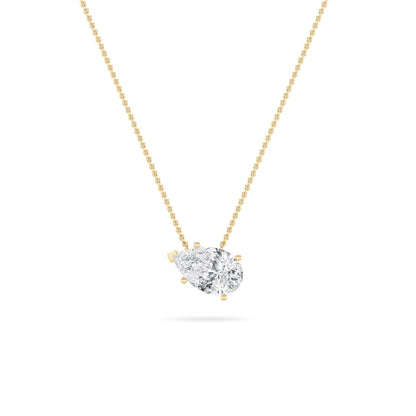 1CTW Pear Lab-Grown Diamond Prong East West Solitaire Necklace 1 Stone