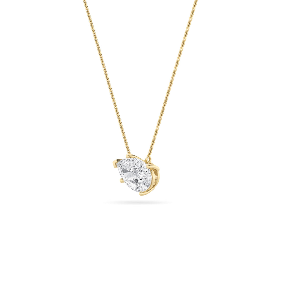 1CTW Pear Lab-Grown Diamond Prong East West Solitaire Necklace 1 Stone