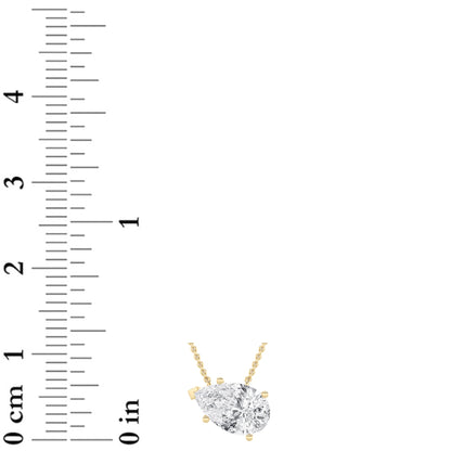 1CTW Pear Lab-Grown Diamond Prong East West Solitaire Necklace 1 Stone
