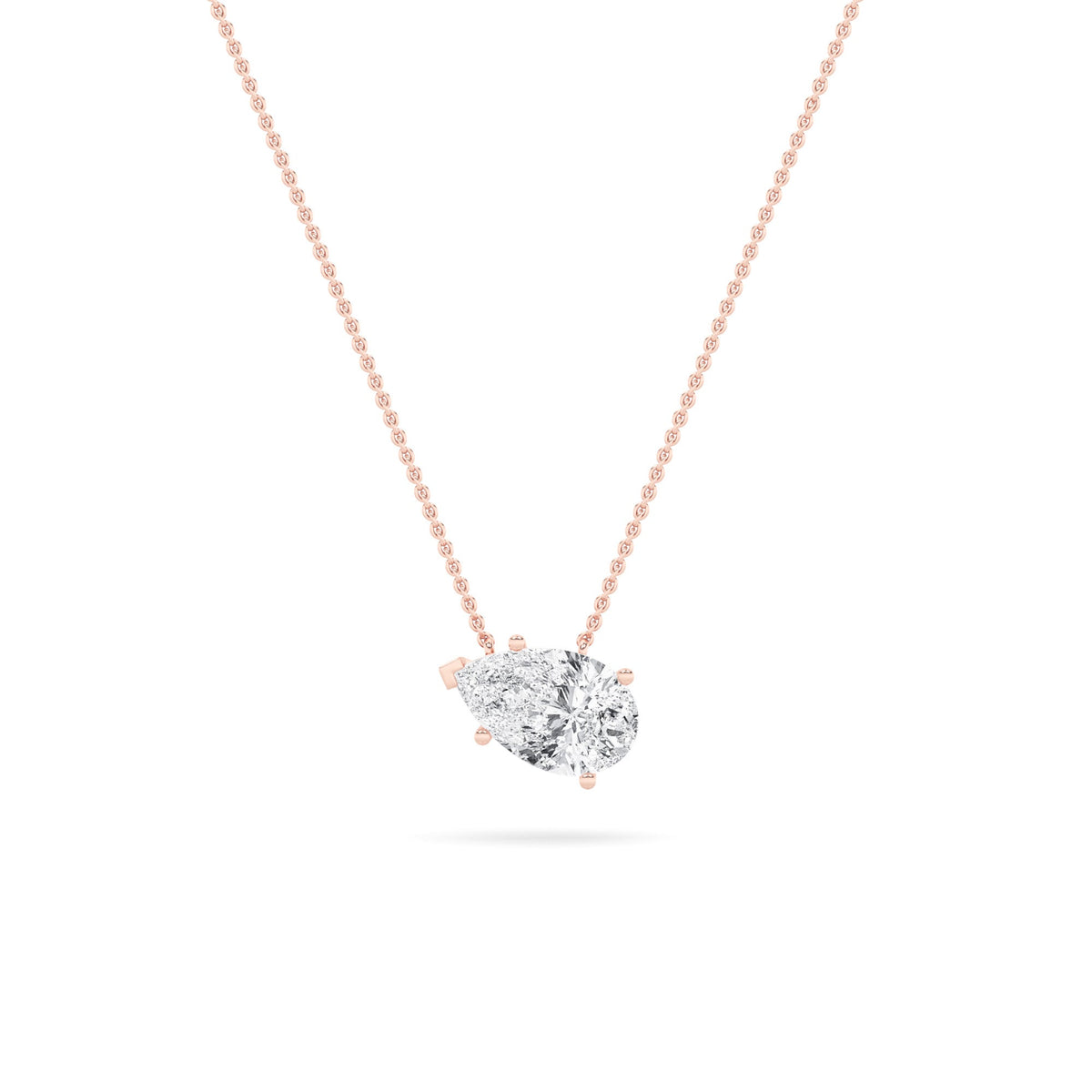 1CTW Pear Lab-Grown Diamond Prong East West Solitaire Necklace 1 Stone