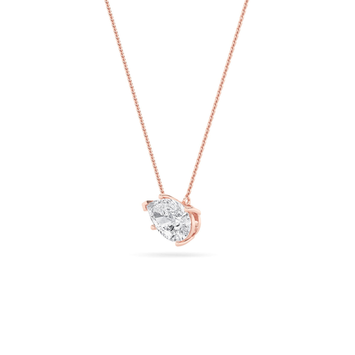 1CTW Pear Lab-Grown Diamond Prong East West Solitaire Necklace 1 Stone