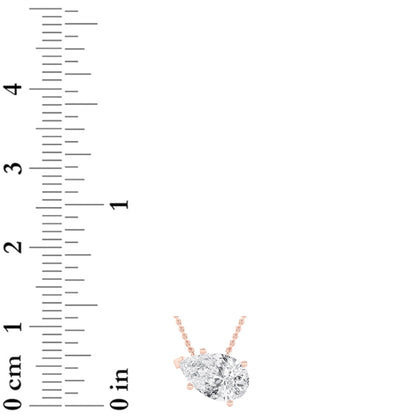 1CTW Pear Lab-Grown Diamond Prong East West Solitaire Necklace 1 Stone