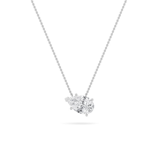 2CTW Pear Lab-Grown Diamond Prong East West Solitaire Necklace 1 Stone