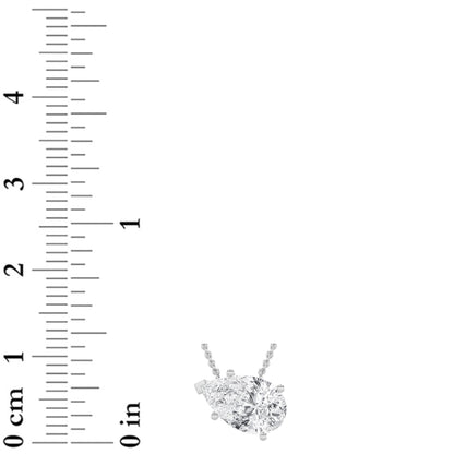 2CTW Pear Lab-Grown Diamond Prong East West Solitaire Necklace 1 Stone