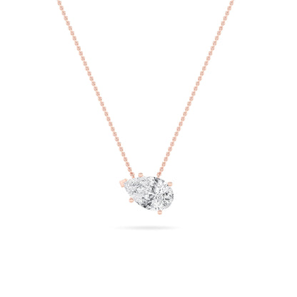 2CTW Pear Lab-Grown Diamond Prong East West Solitaire Necklace 1 Stone